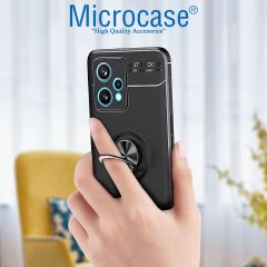 Microcase Realme 9 Pro Focus Serisi Yüzük Standlı Silikon Kılıf - Siyah AL3363