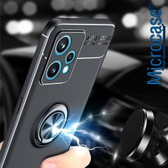 Microcase Realme 9 Pro Focus Serisi Yüzük Standlı Silikon Kılıf - Siyah AL3363