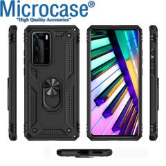 Microcase Huawei P40 Anka Serisi Yüzük Standlı Armor Kılıf- Siyah