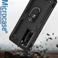 Microcase Huawei P40 Anka Serisi Yüzük Standlı Armor Kılıf- Siyah