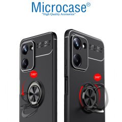 Microcase Realme 10 4G Focus Serisi Yüzük Standlı Silikon Kılıf - Siyah AL3363