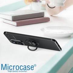 Microcase Realme 10 4G Focus Serisi Yüzük Standlı Silikon Kılıf - Siyah AL3363