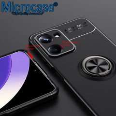 Microcase Realme 10 4G Focus Serisi Yüzük Standlı Silikon Kılıf - Siyah AL3363