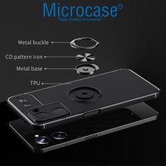 Microcase Realme 10 4G Focus Serisi Yüzük Standlı Silikon Kılıf - Siyah AL3363