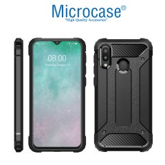 Microcase Samsung Galaxy M20 King Serisi Armor Perfect Koruma Kılıf Siyah + Tempered Glass Cam Koruma (SEÇENEKLİ)