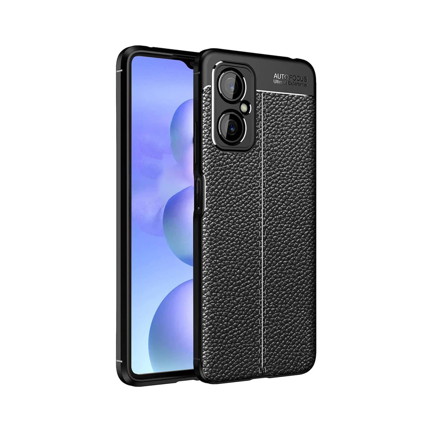 Microcase Xiaomi Redmi Note 11R Leather Serisi Deri Efekt Silikon Kılıf - Siyah AL3337