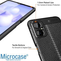 Microcase Xiaomi Redmi Note 11R Leather Serisi Deri Efekt Silikon Kılıf - Siyah AL3337