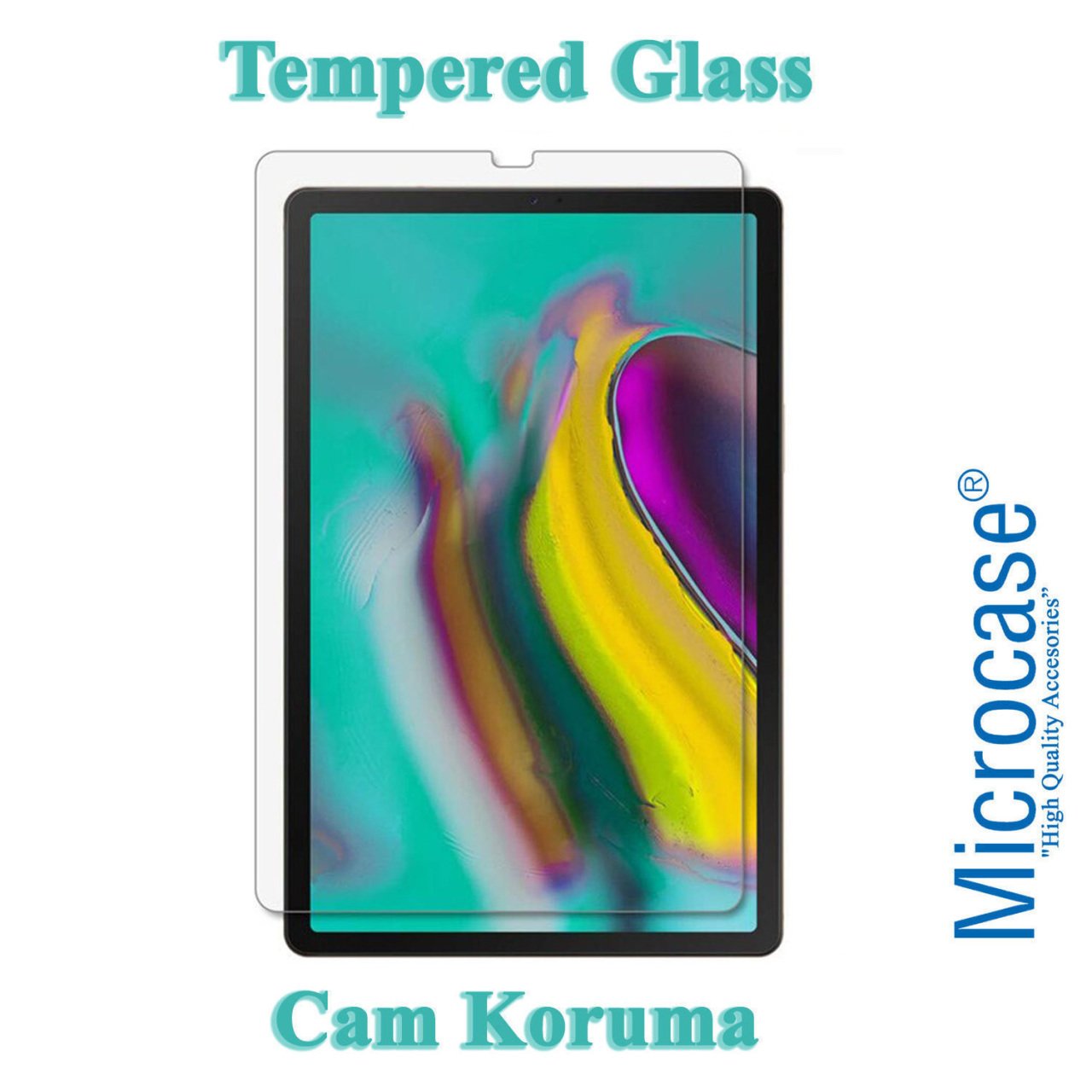 Microcase Samsung Galaxy Tab S5e T720 T725 Tempered Glass Cam Koruma