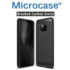 Huawei Mate 20 Pro Brushed Carbon Fiber Silikon Kılıf + CAM