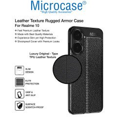 Microcase Realme 10 4G Leather Serisi Deri Efekt Silikon Kılıf - Siyah AL3337