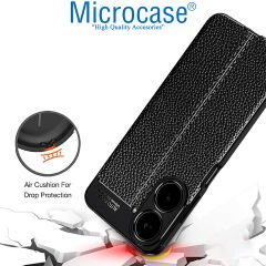 Microcase Realme 10 4G Leather Serisi Deri Efekt Silikon Kılıf - Siyah AL3337