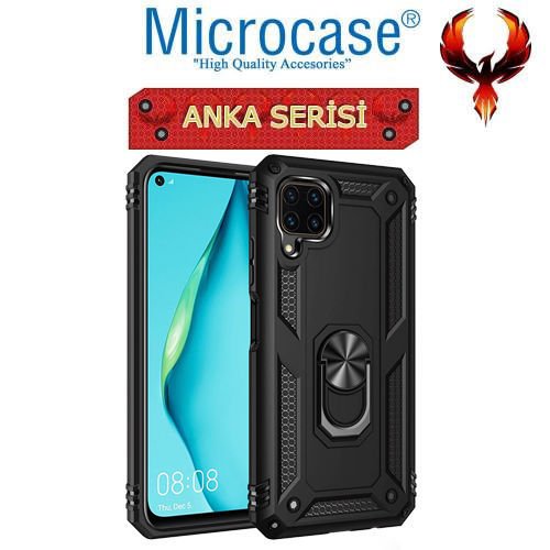 Microcase Huawei P40 Lite Anka Serisi Yüzük Standlı Armor Kılıf- Siyah