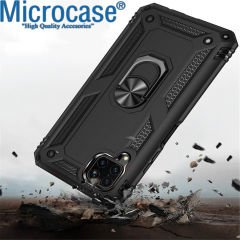 Microcase Huawei P40 Lite Anka Serisi Yüzük Standlı Armor Kılıf- Siyah