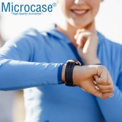 Microcase Amazfit Bip 3 - Bip 3 Pro için Mıknatıslı Delikli Silikon Kordon Kayış - KY85