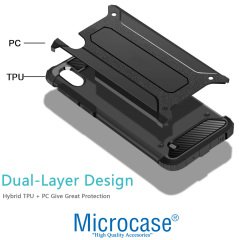 Microcase Samsung Galaxy A10 King Serisi Armor Perfect Koruma Kılıf Siyah + Tempered Glass Cam Koruma (SEÇENEKLİ)