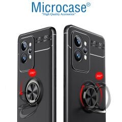 Microcase Realme GT2 Pro Focus Serisi Yüzük Standlı Silikon Kılıf - Siyah AL3363