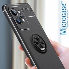 Microcase Realme GT2 Pro Focus Serisi Yüzük Standlı Silikon Kılıf - Siyah AL3363