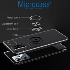 Microcase Realme GT2 Pro Focus Serisi Yüzük Standlı Silikon Kılıf - Siyah AL3363