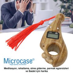 Microcase Ahşap Görünümlü Püsküllü Boncuklu Dijital Zikirmatik Zikir Sayacı AL4204