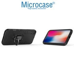 Microcase iPhone XR Batman Serisi Yüzük Standlı Armor Kılıf - Siyah