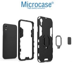 Microcase iPhone XR Batman Serisi Yüzük Standlı Armor Kılıf - Siyah