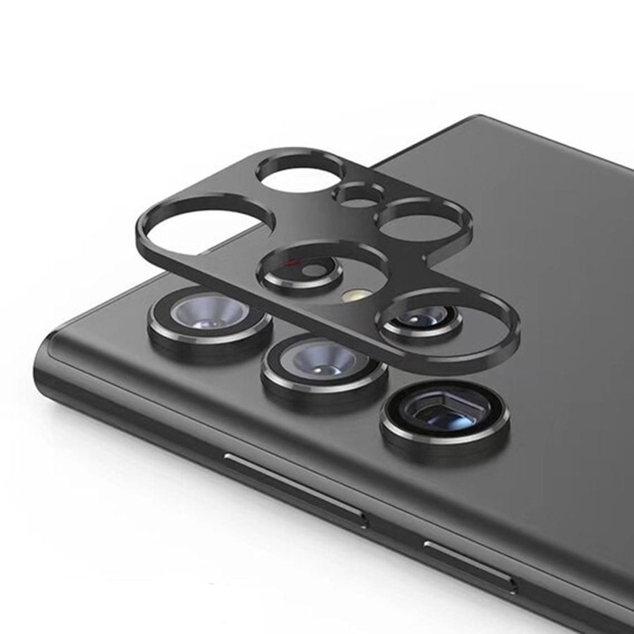 Microcase Samsung S22 Ultra Kamera Lens Koruma Halkası - Kapalı Tasarım Siyah