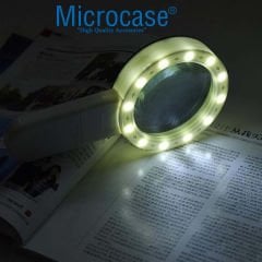 Microcase 90mm  30X   HD 12 Led Işık Aydınlatmalı  El Tipi  Büyüteç  -AL4610