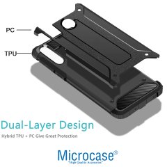 Microcase Samsung Galaxy A20 - A30 King Serisi Armor Perfect Koruma Kılıf Siyah + Tempered Glass Cam Koruma (SEÇENEKLİ)