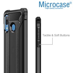 Microcase Samsung Galaxy A20 - A30 King Serisi Armor Perfect Koruma Kılıf Siyah + Tempered Glass Cam Koruma (SEÇENEKLİ)