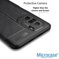 Microcase Xiaomi Poco M5s Leather Serisi Deri Efekt Silikon Kılıf - Siyah AL3337
