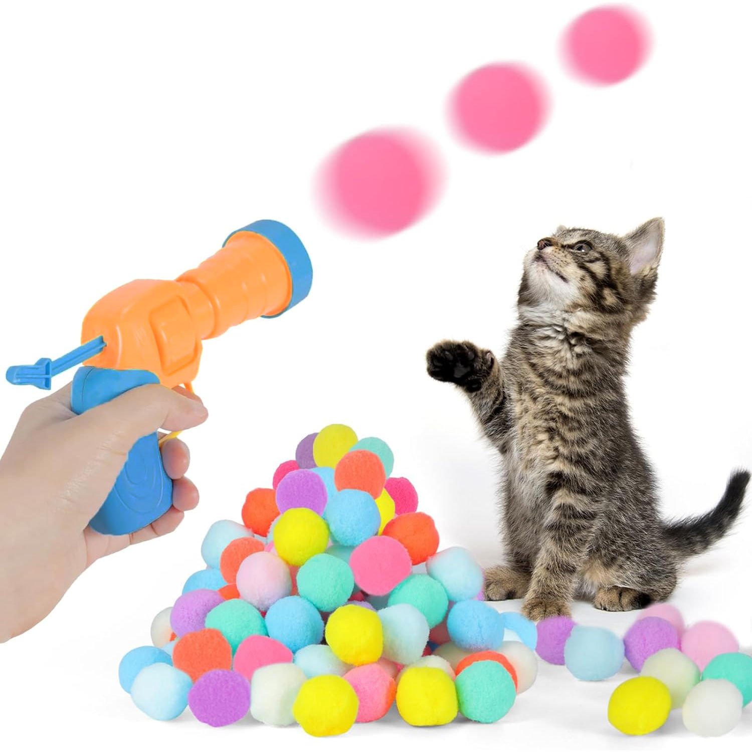 Microcase Peluş Top Atan İnteraktif Kedi Oyuncağı Stres Atma Tabancası AL4299