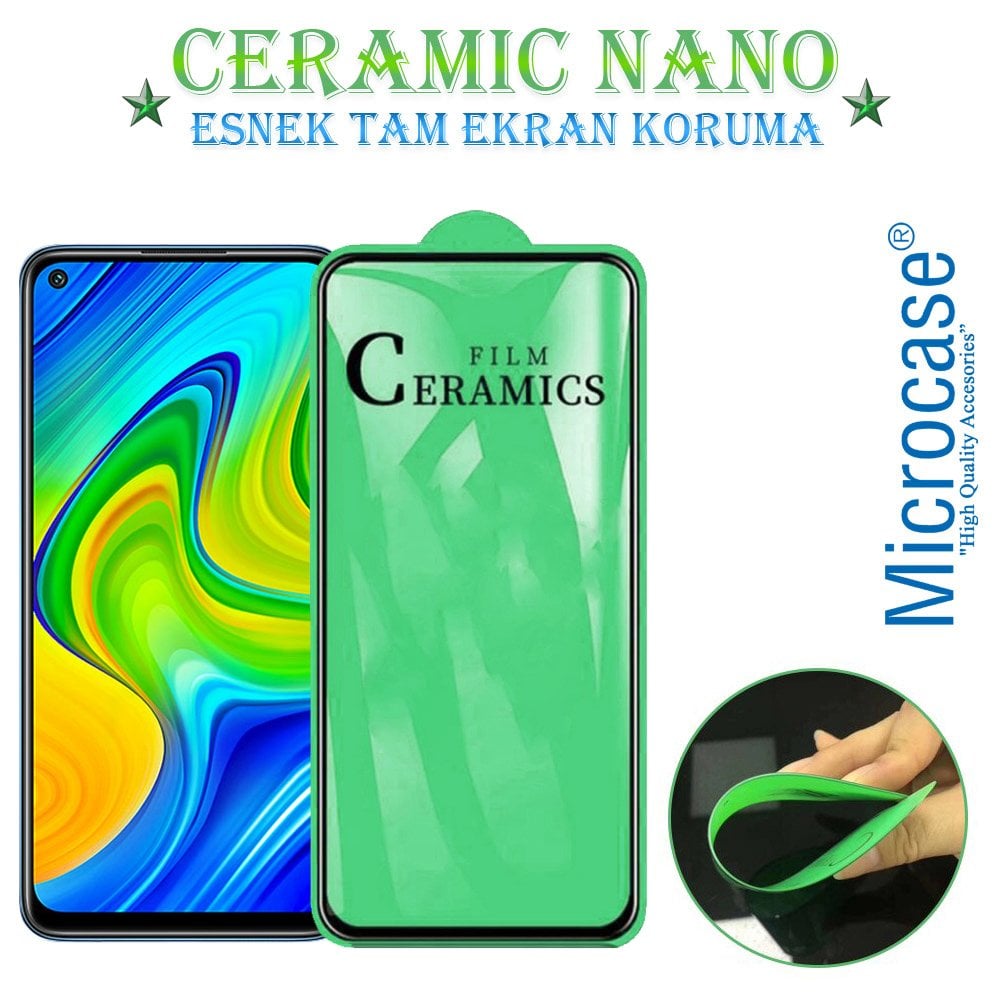 Microcase Xiaomi Redmi Note 9 Tam Kaplayan Esnek Ceramic Nano Ekran Koruma - Siyah