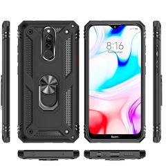 Microcase Xiaomi Redmi K30 Anka Serisi Yüzük Standlı Armor Kılıf- Siyah