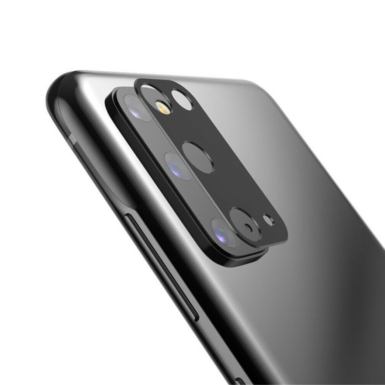 Microcase Samsung S20 Kamera Lens Koruma Halkası - Kapalı Tasarım Siyah