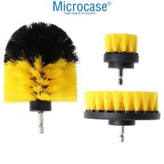 Microcase 3'lü Fırça Seti Banyo Mutfak Oto Jant Matkap Ucuna Takılan Temizlik Fırça Başlığı AL4199