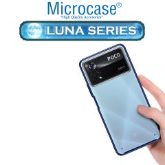 Microcase Xiaomi Poco X4 Pro 5G Luna Serisi Köşe Korumalı Sert Rubber Kılıf - Mavi