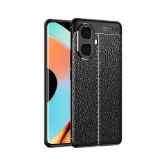 Microcase Realme 10 Pro Plus Leather Serisi Deri Efekt Silikon Kılıf - Siyah AL3337