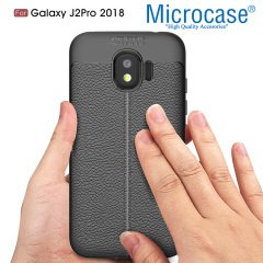 Samsung J2 Pro 2018 J250F Leather Effect Tpu Silikon Kılıf + Cam