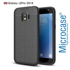 Samsung J2 Pro 2018 J250F Leather Effect Tpu Silikon Kılıf + Cam