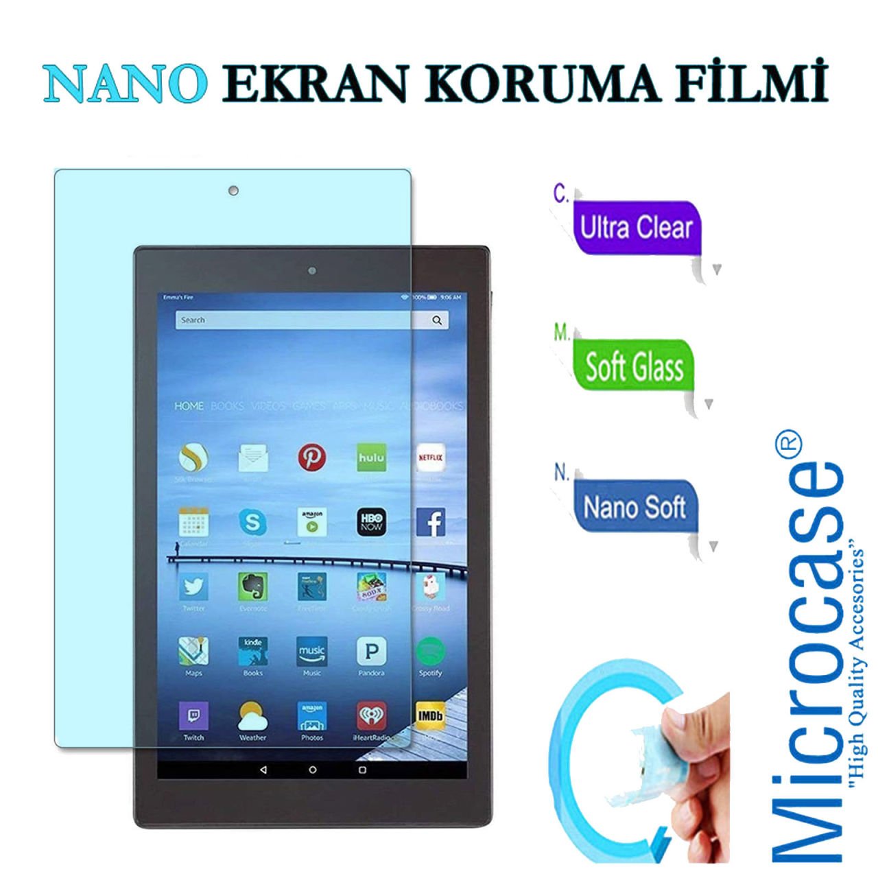 Microcase Amazon Fire HD 10 2019 Tablet Nano Esnek Ekran Koruma Filmi