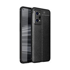 Microcase Realme GT2 Pro Leather Serisi Deri Efekt Silikon Kılıf - Siyah AL3337
