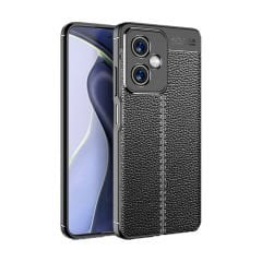 Microcase Xiaomi Redmi Note 12 (Çin Versiyon) Leather Serisi Deri Efekt Silikon Kılıf - Siyah AL3337