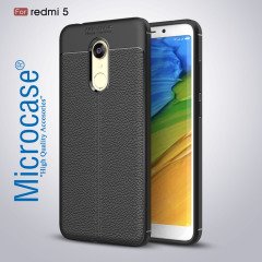 Xiaomi Redmi 5 Plus Leather Tpu Silikon Kılıf + Tempered Cam