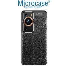 Microcase Huawei P60 / P60 Pro Leather Serisi Deri Efekt Silikon Kılıf - Siyah AL3337