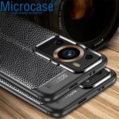 Microcase Huawei P60 / P60 Pro Leather Serisi Deri Efekt Silikon Kılıf - Siyah AL3337