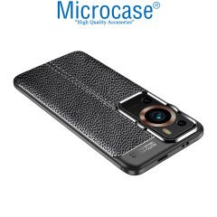 Microcase Huawei P60 / P60 Pro Leather Serisi Deri Efekt Silikon Kılıf - Siyah AL3337