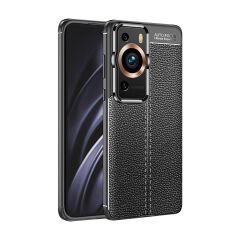 Microcase Huawei P60 / P60 Pro Leather Serisi Deri Efekt Silikon Kılıf - Siyah AL3337