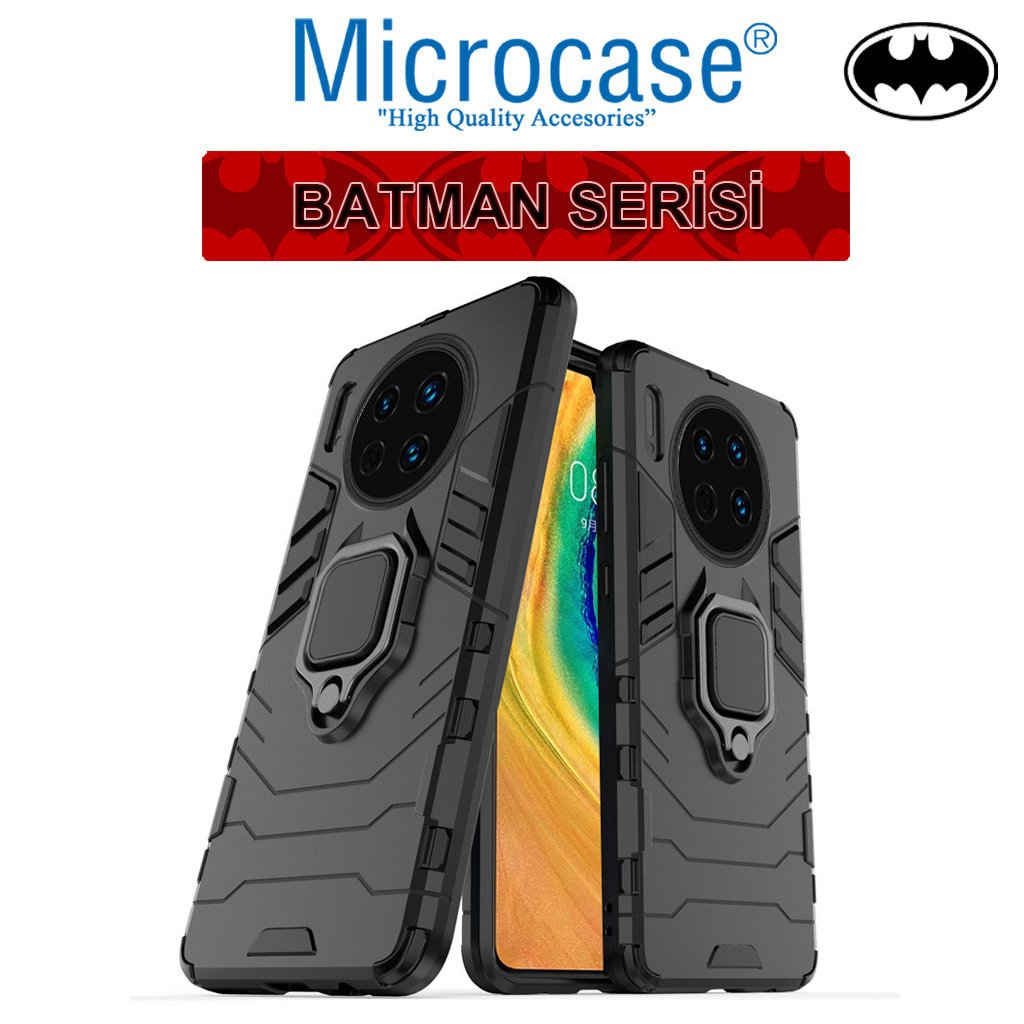 Microcase Huawei Mate 30 Batman Serisi Yüzük Standlı Armor Kılıf - Siyah
