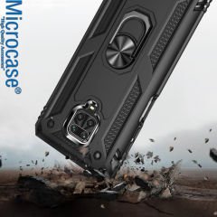 Microcase Xiaomi Redmi Note 9S Anka Serisi Yüzük Standlı Armor Kılıf- Siyah