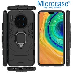 Microcase Huawei Mate 30 Batman Serisi Yüzük Standlı Armor Kılıf - Siyah